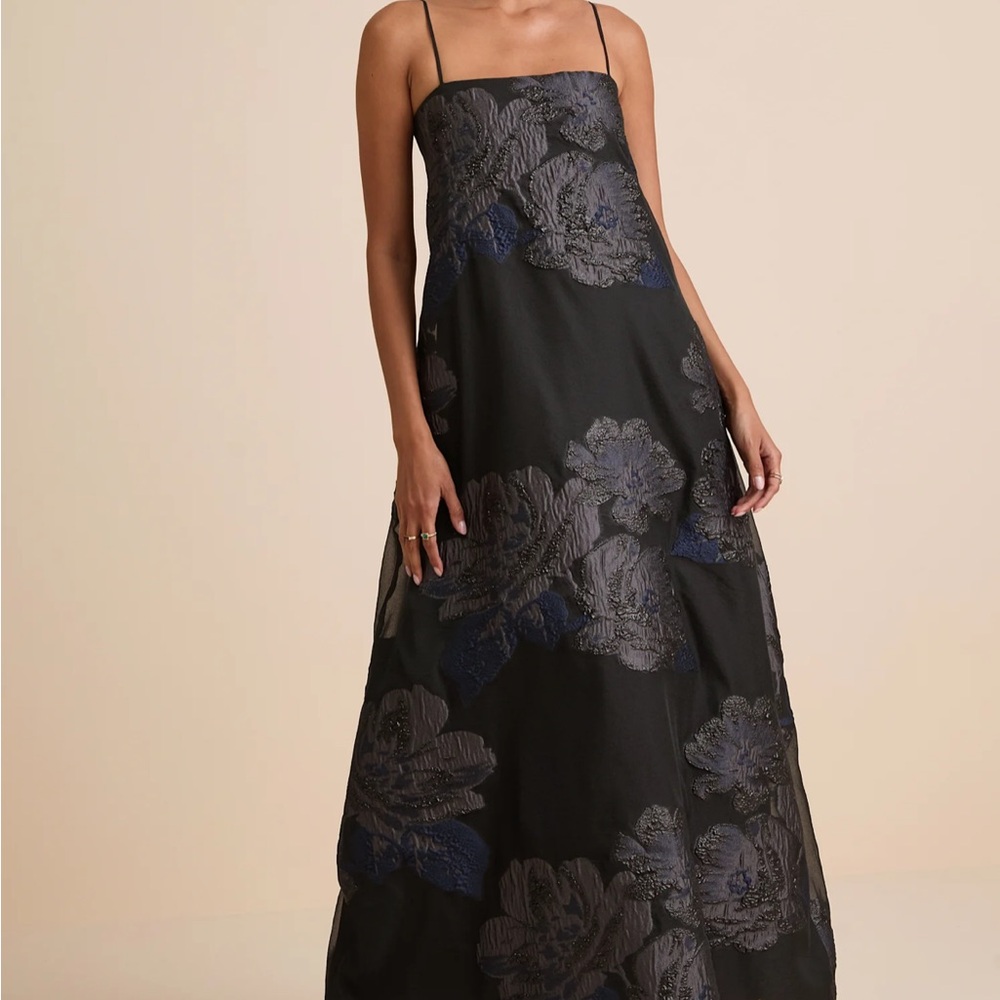 Lulu's Black and Gray Maxi Dress